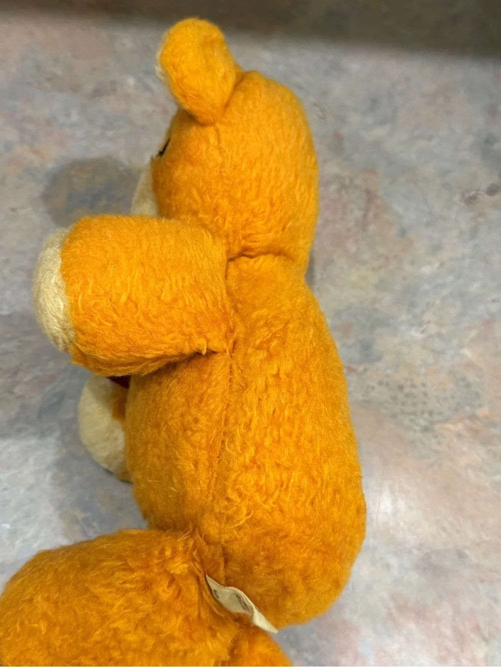 Fisher Price 1975 Freddy Bear Plush #418 Vintage Squeaker Toy Apple Bib Works